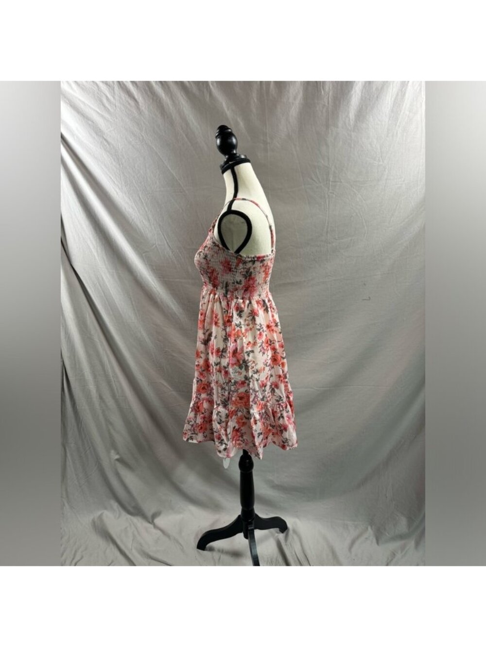 Floral Print Ruffle Hem Shirred Cami Dress - Picture 7 of 8